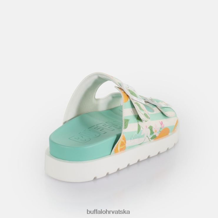zelena/narančasta Buffalo eve sol platform slide vegan |slajdova TDD6T291
